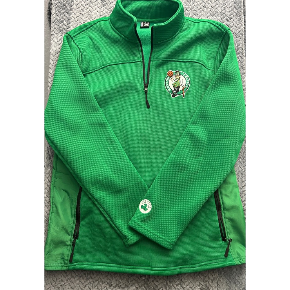 NBA Ultra Game Boston Celtics Mens Large Green Waffle Knit Quarter Zip Pullover